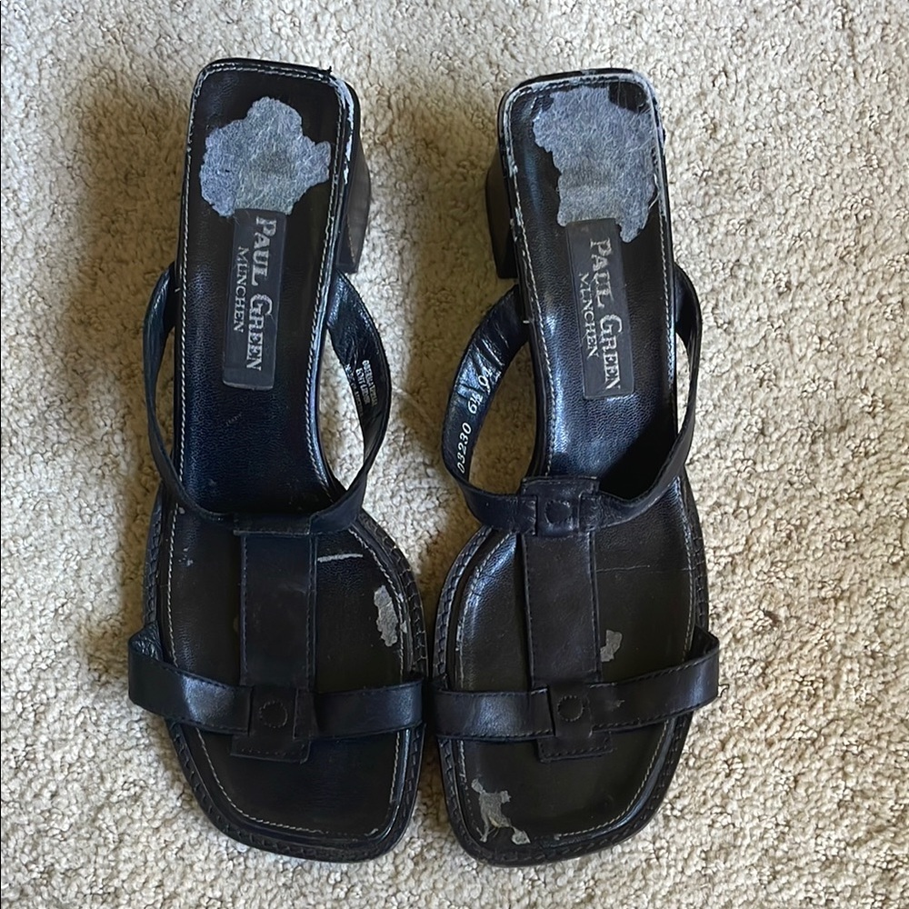 Paul Green Women's Black Sandals Block heel. Fits 8.5-9